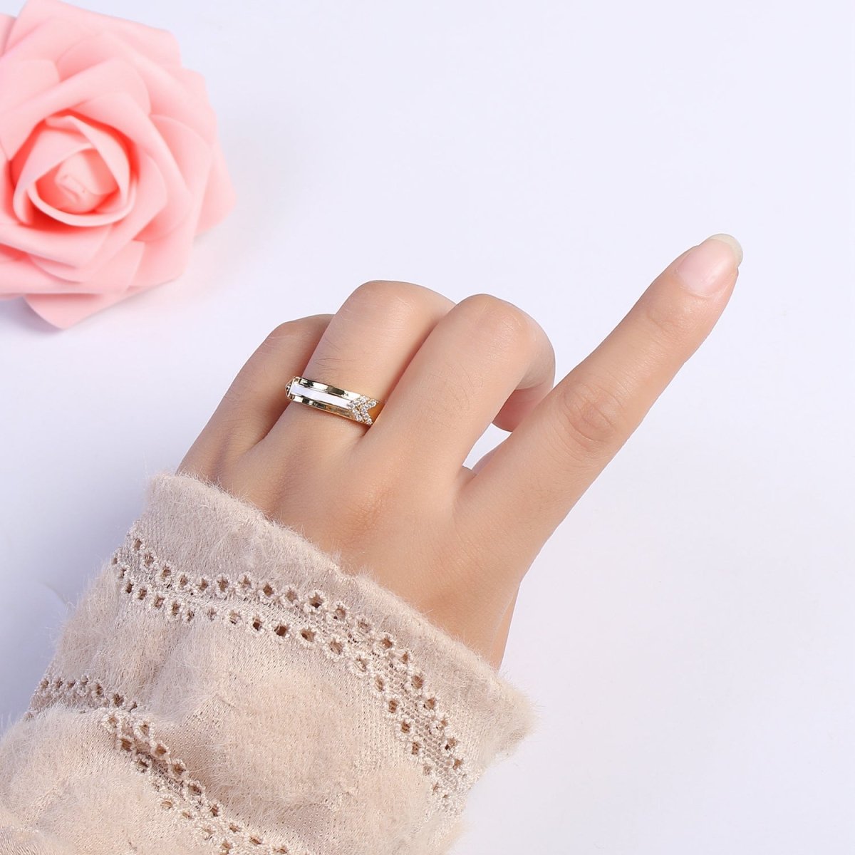Arrow Band Ring Silver Dainty Ring Gold Direction Ring Colorful Enamel Ring Adjustable Ring Everyday Ring , Clear Pave Ring U-035~U-038