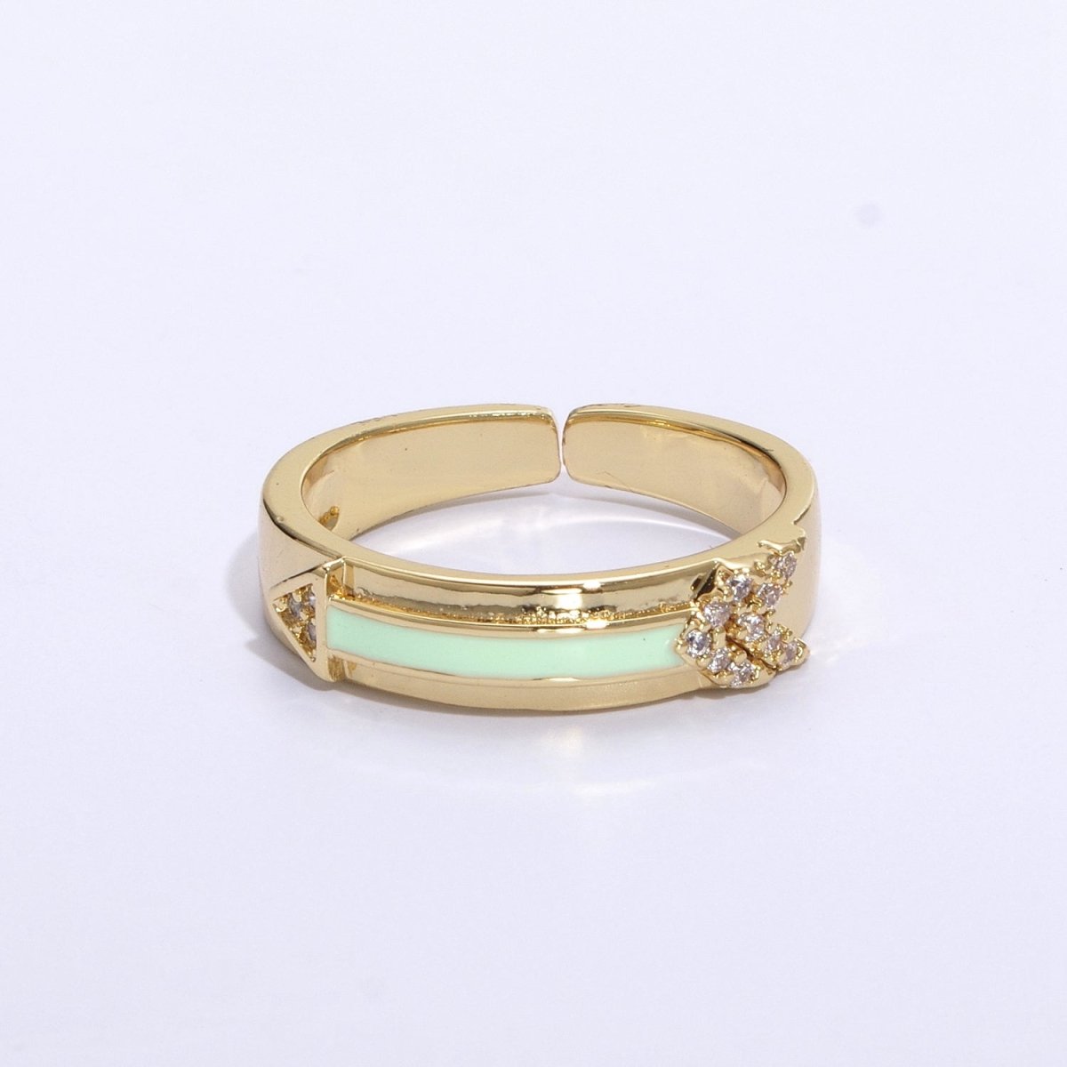 Arrow Band Ring Silver Dainty Ring Gold Direction Ring Colorful Enamel Ring Adjustable Ring Everyday Ring , Clear Pave Ring U-035~U-038