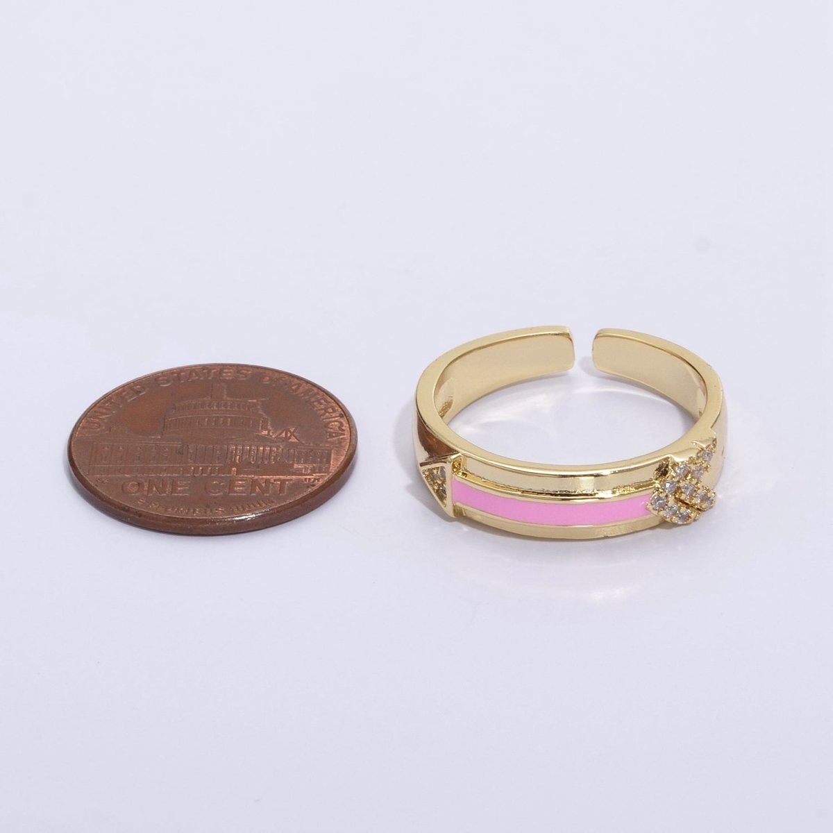 Arrow Band Ring Silver Dainty Ring Gold Direction Ring Colorful Enamel Ring Adjustable Ring Everyday Ring , Clear Pave Ring U-035~U-038