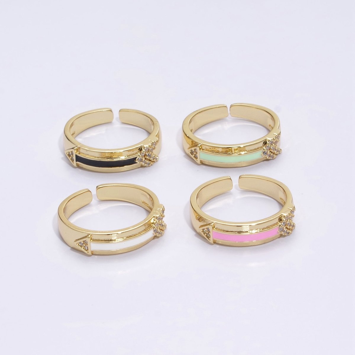 Arrow Band Ring Silver Dainty Ring Gold Direction Ring Colorful Enamel Ring Adjustable Ring Everyday Ring , Clear Pave Ring U-035~U-038