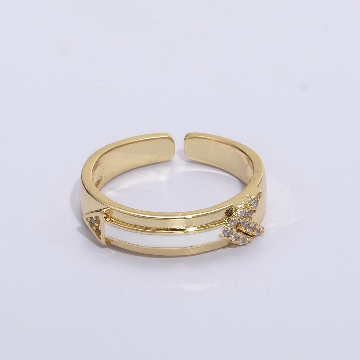 Arrow Band Ring Silver Dainty Ring Gold Direction Ring Colorful Enamel Ring Adjustable Ring Everyday Ring , Clear Pave Ring U-035~U-038