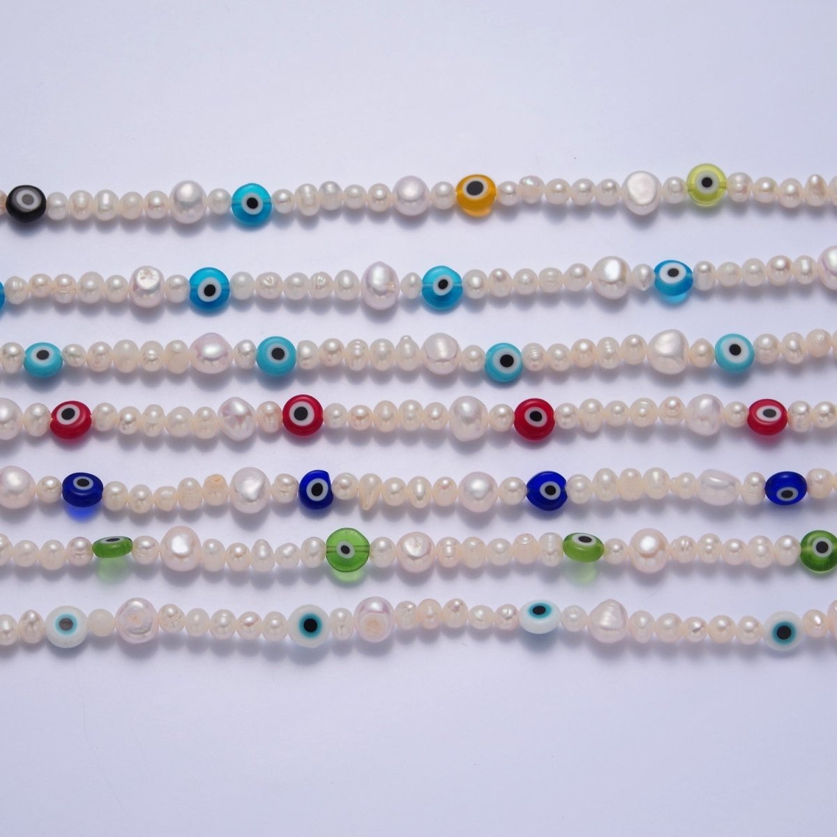 Baby Blue Evil Eye Beaded Choker Necklace for Women Freshwater Pearl Choker Necklace Boho Handmade 18K Gold Filled Y2K Jewelry | WA-1026 Clearance Pricing