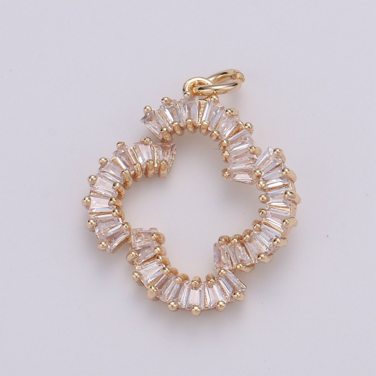 Baguette Cubic Pave charm on 18K Gold Filled, Micro Pave CZ Small X Charms, Dainty Pave Cross Charm, Kiss charms for Jewelry Supply D-224