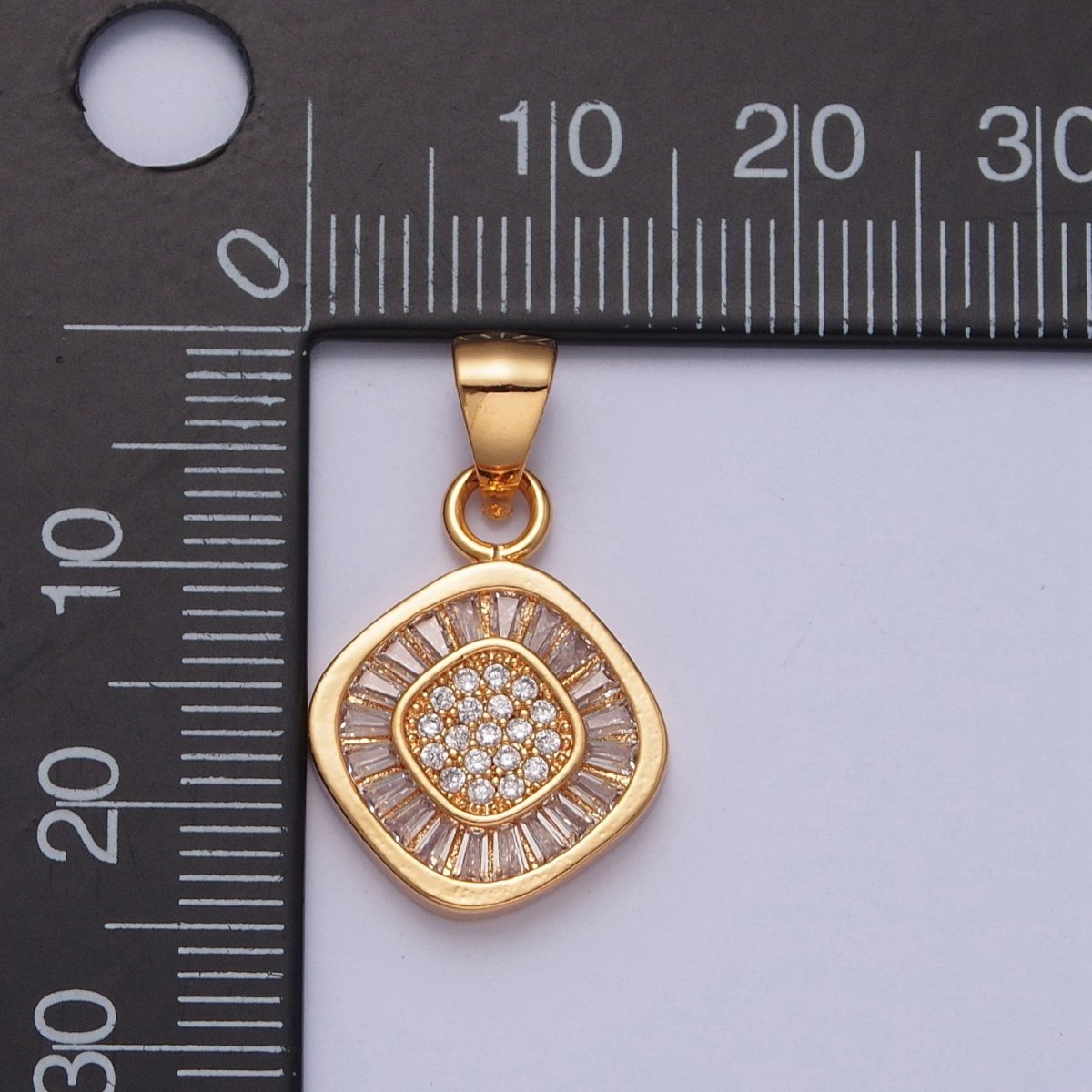Baguette Cubic Zirconia Rhombus Pendant For Jewelry Making X-368