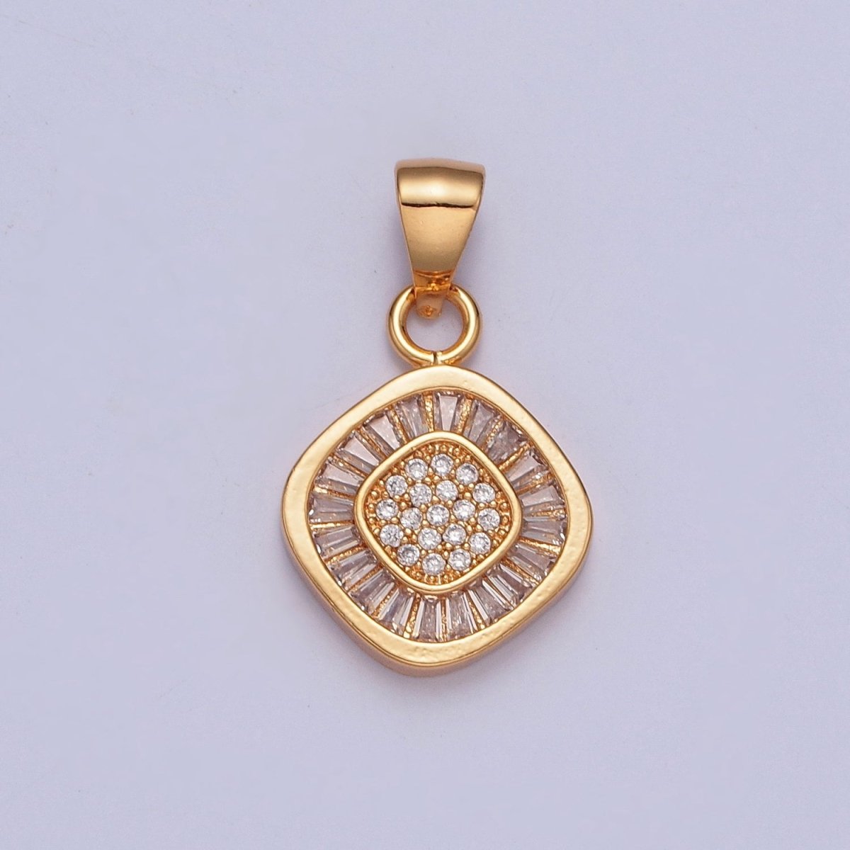 Baguette Cubic Zirconia Rhombus Pendant For Jewelry Making X-368