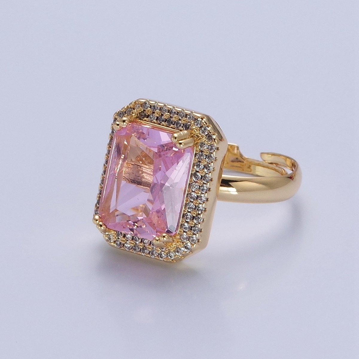 Baguette Cubic Zirconia Ring, Clear CZ Micro Pave Statement Ring O-2256 ~ O-2261
