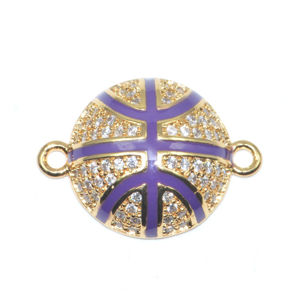 Ball Sports Bracelet Charm Connector Genuine Cubic Zirconia Crystal Paved Design Gold Filled  Cooper  Material F-294