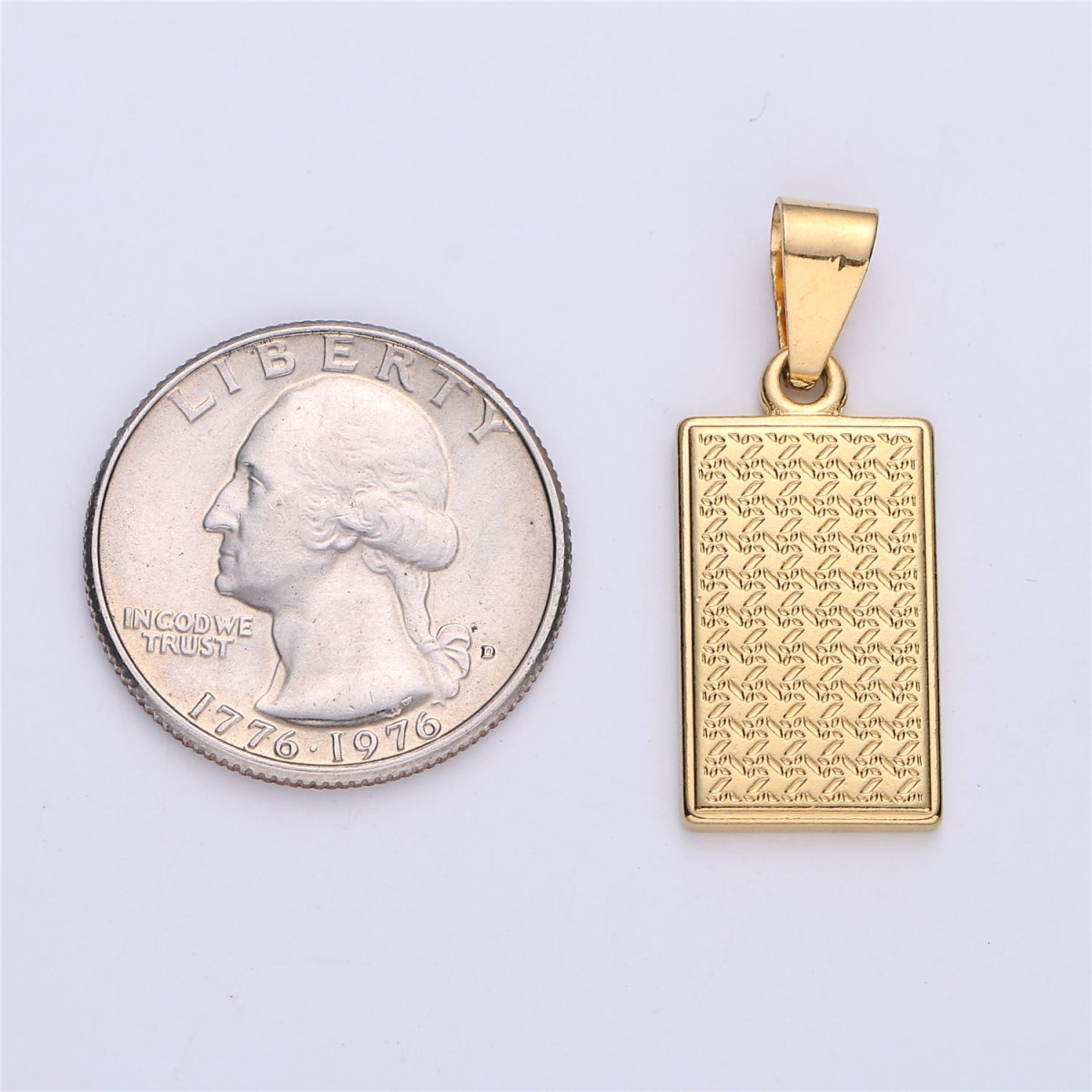 Bar Medallion Pendant in 18k Gold Filled rectangle medallion necklace dainty simple modern necklace Charm I-156