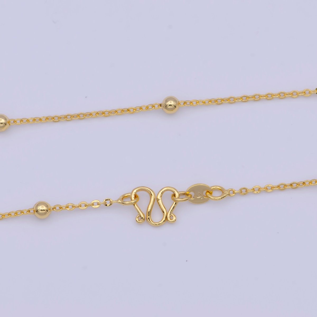 Beaded Chain Gold Satellite Necklace, Dainty Beaded Necklace, Layering Beaded Chain, Delicate Necklace Ready to Wear with W Clasp | WA-1131 Clearance Pricing