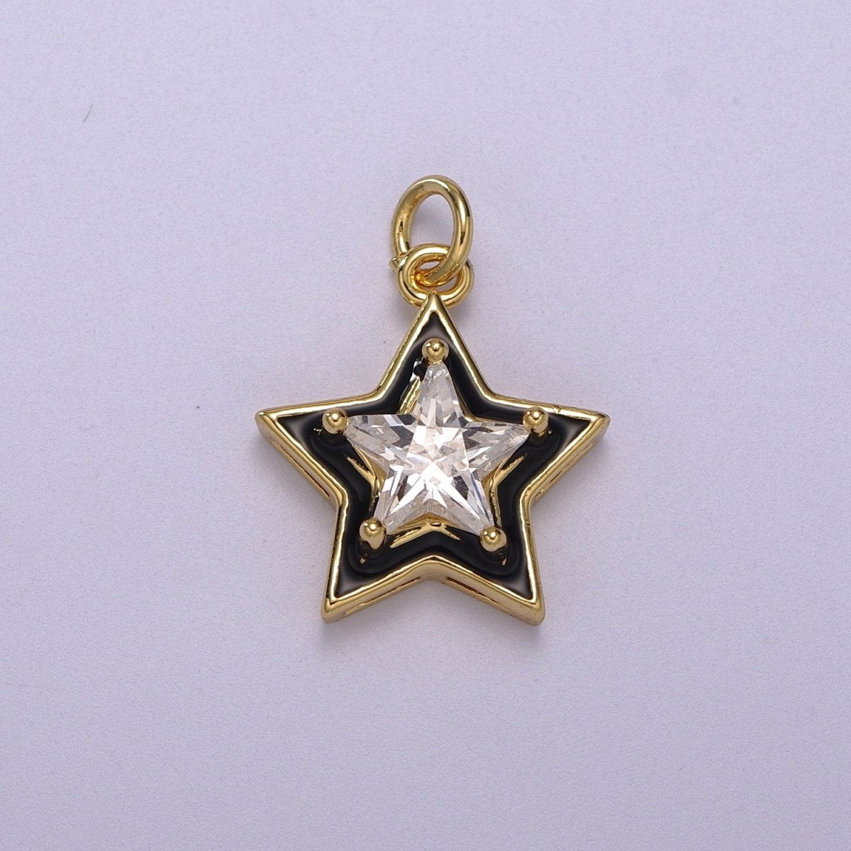 Big Clear CZ Enamel Colorful Star Shape Pendant 14K Gold Filled Enamel Charm, Necklace Bracelet Component M-678 - M-681