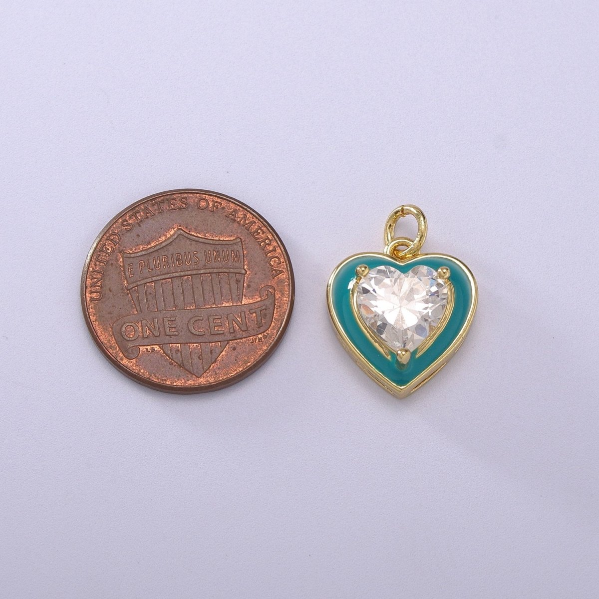 Big Clear CZ Micro Pave on Enamel Colorful Heart Shape Pendant 14K Gold Filled Enamel Charm, Necklace Bracelet Component M-670 - M-673