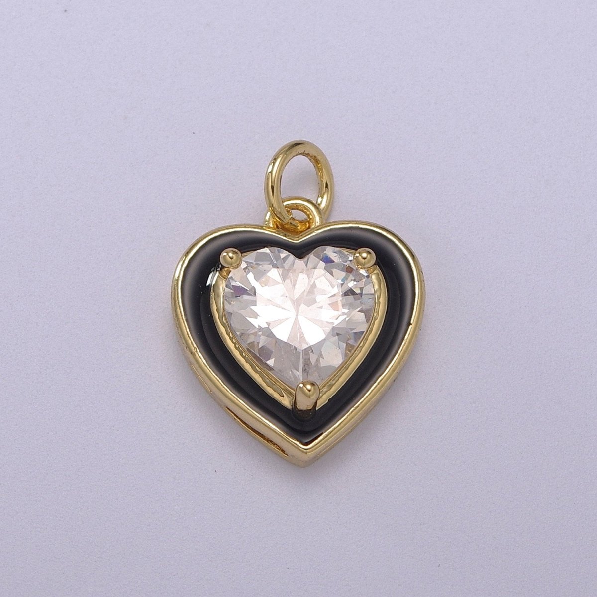 Big Clear CZ Micro Pave on Enamel Colorful Heart Shape Pendant 14K Gold Filled Enamel Charm, Necklace Bracelet Component M-670 - M-673