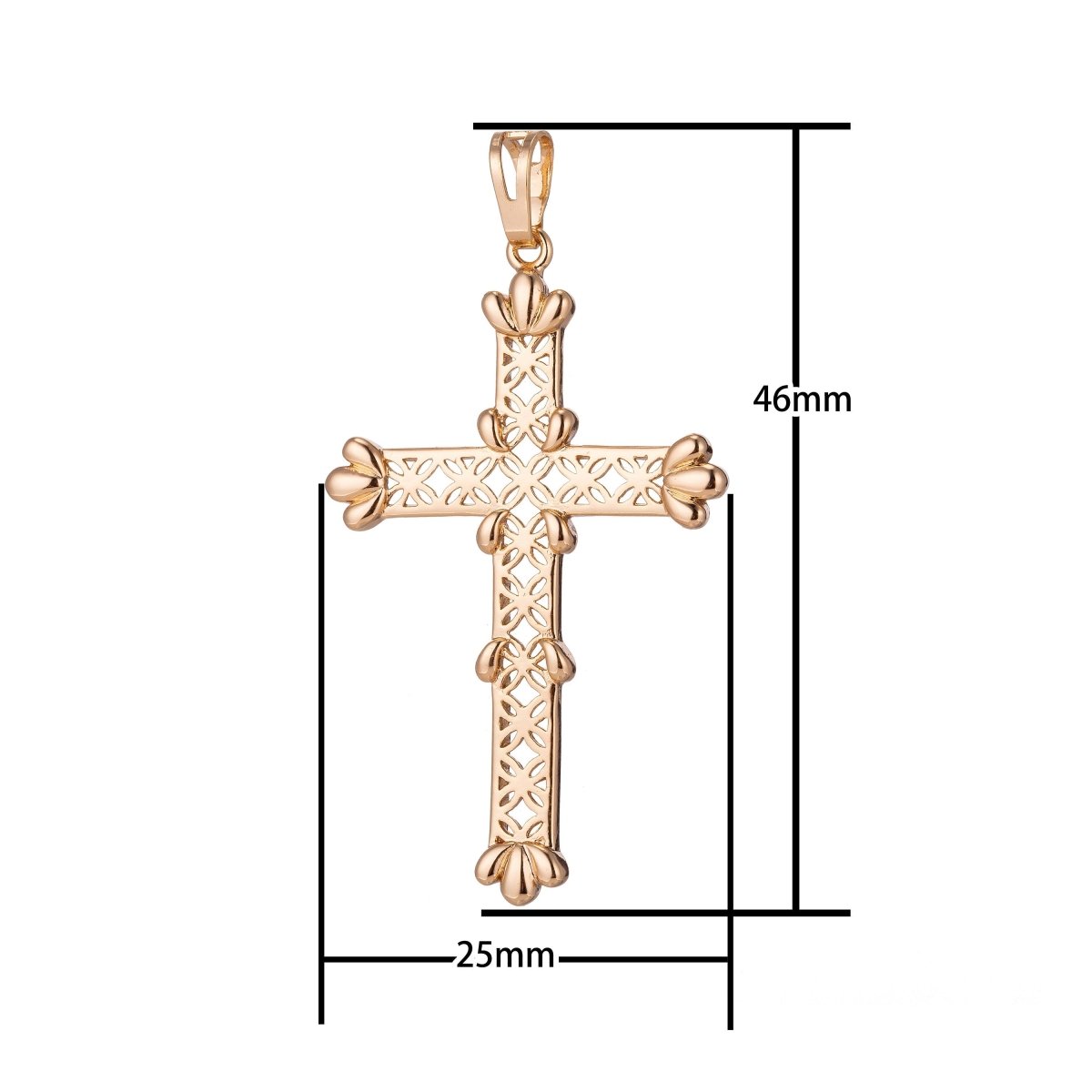 Big Cross Charm, 18K Gold Filled Pendant Dainty Cross Necklace Charm for Jewelry Making H-889