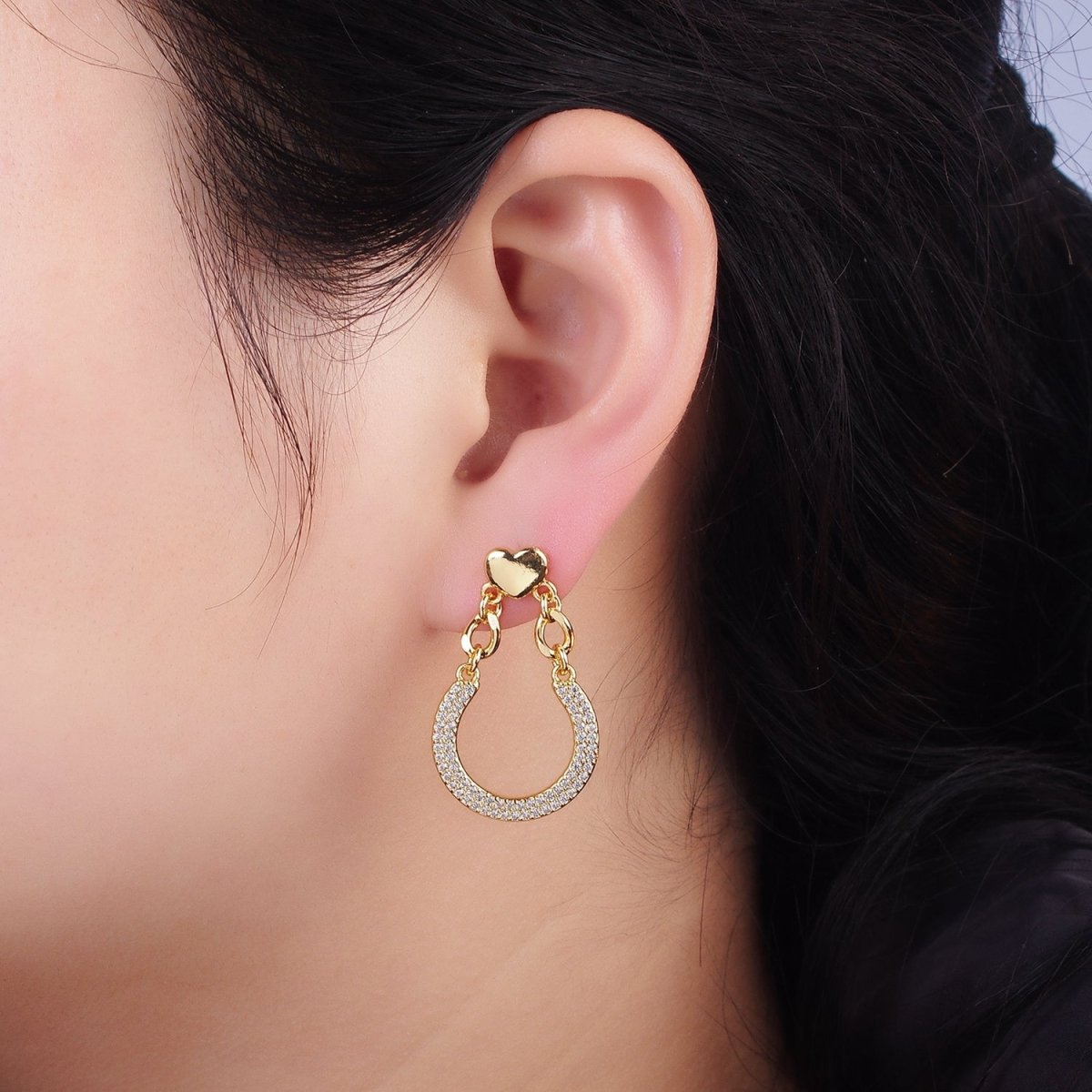 Big Horseshoe Stud Earring in 14k Gold Filled Equestrian Jewelry | AE483