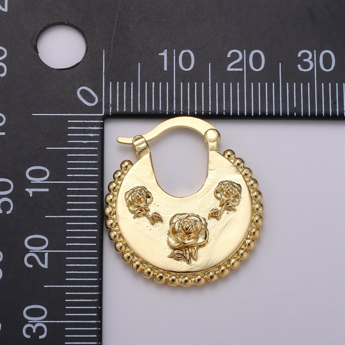Big Statement Gold Earrings, Gold Fan Earrings, Large Gold Earrings, Women Big Earrings Rose Flower Floral Design Jewelry Q-336