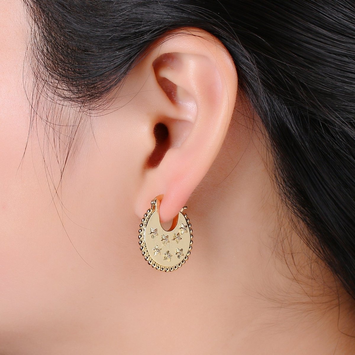 Big Statement Gold Earrings, Gold Fan Earrings, Large Star Gold Earrings, Women Celestial Earrings Bold Statement Jewelry Q-338