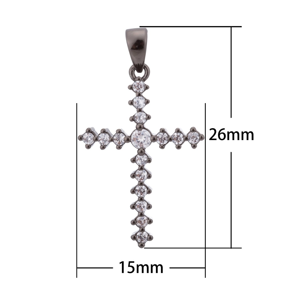 Black Cross, Faith, Believe, Love, Peace, Joy, Jesus, Religious, Girl, Cubic Zirconia Necklace Pendant Bails Findings for Jewelry Making H-651