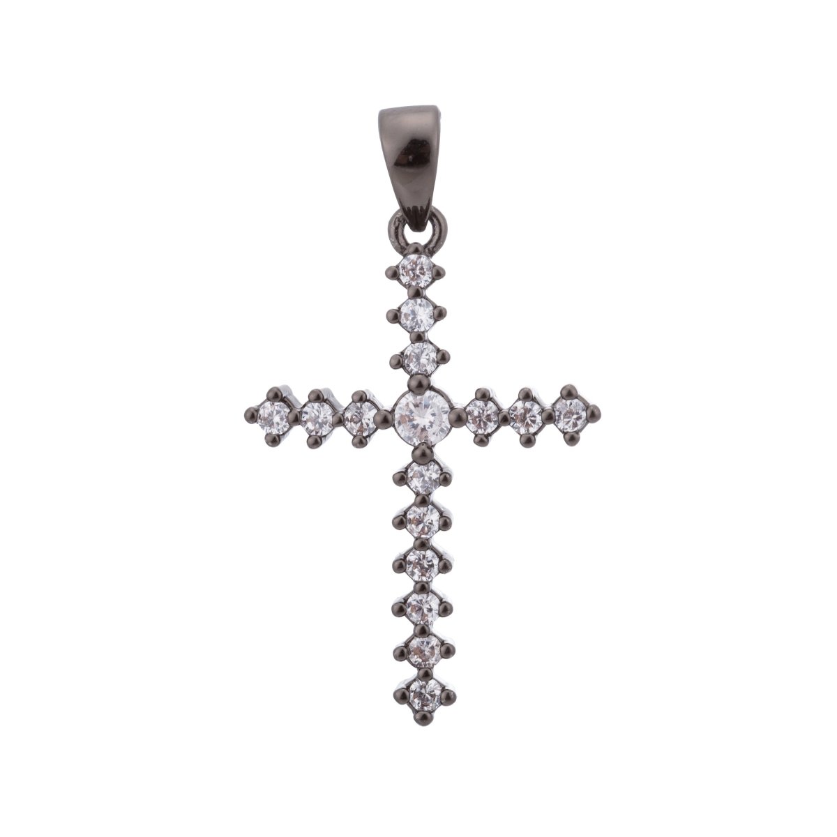 Black Cross, Faith, Believe, Love, Peace, Joy, Jesus, Religious, Girl, Cubic Zirconia Necklace Pendant Bails Findings for Jewelry Making H-651