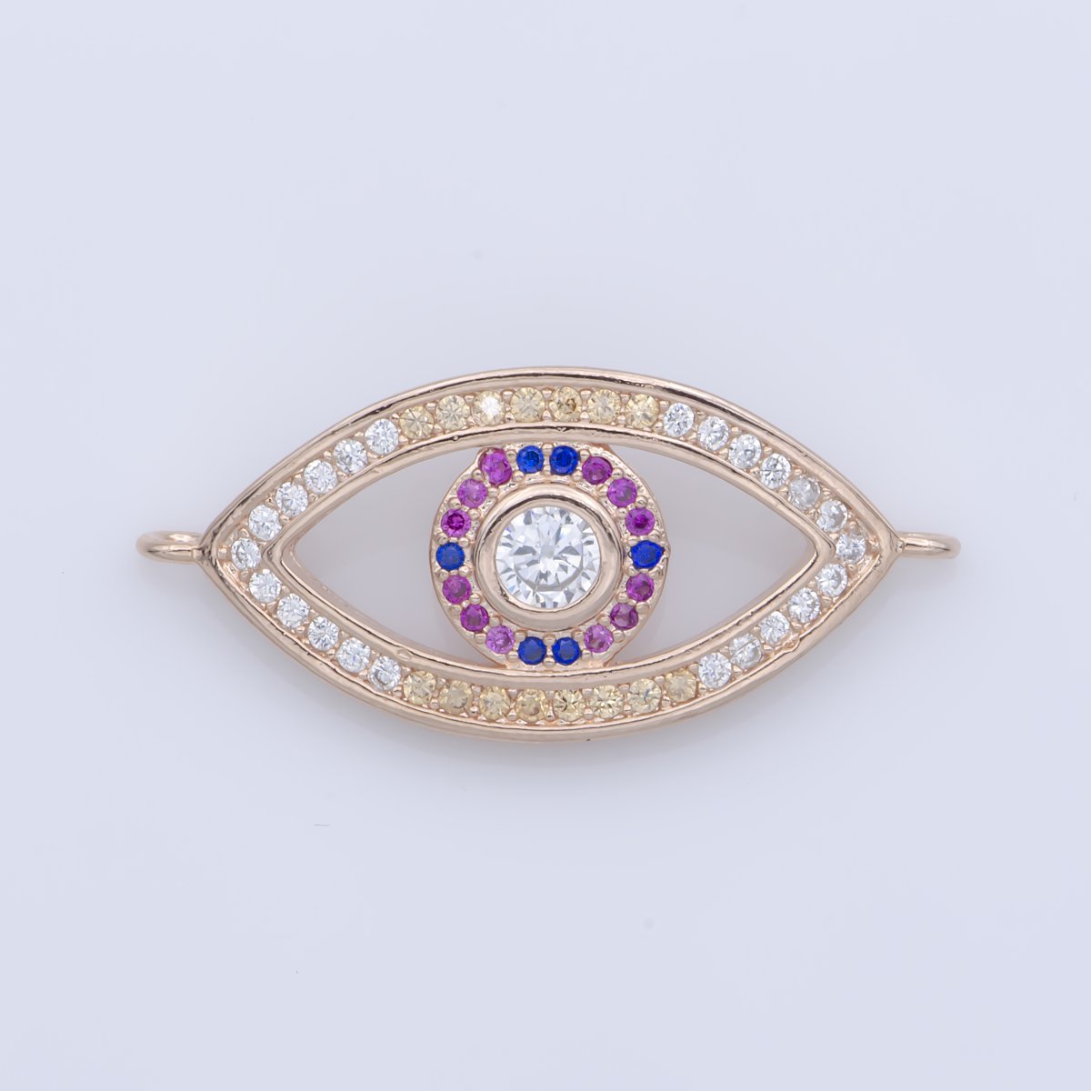 Black Legendary Evil Eye Lucky Charm Safe Protection Turkey DIY Cubic Zirconia Bracelet Charm Bead Finding Connector For Jewelry Making F-252