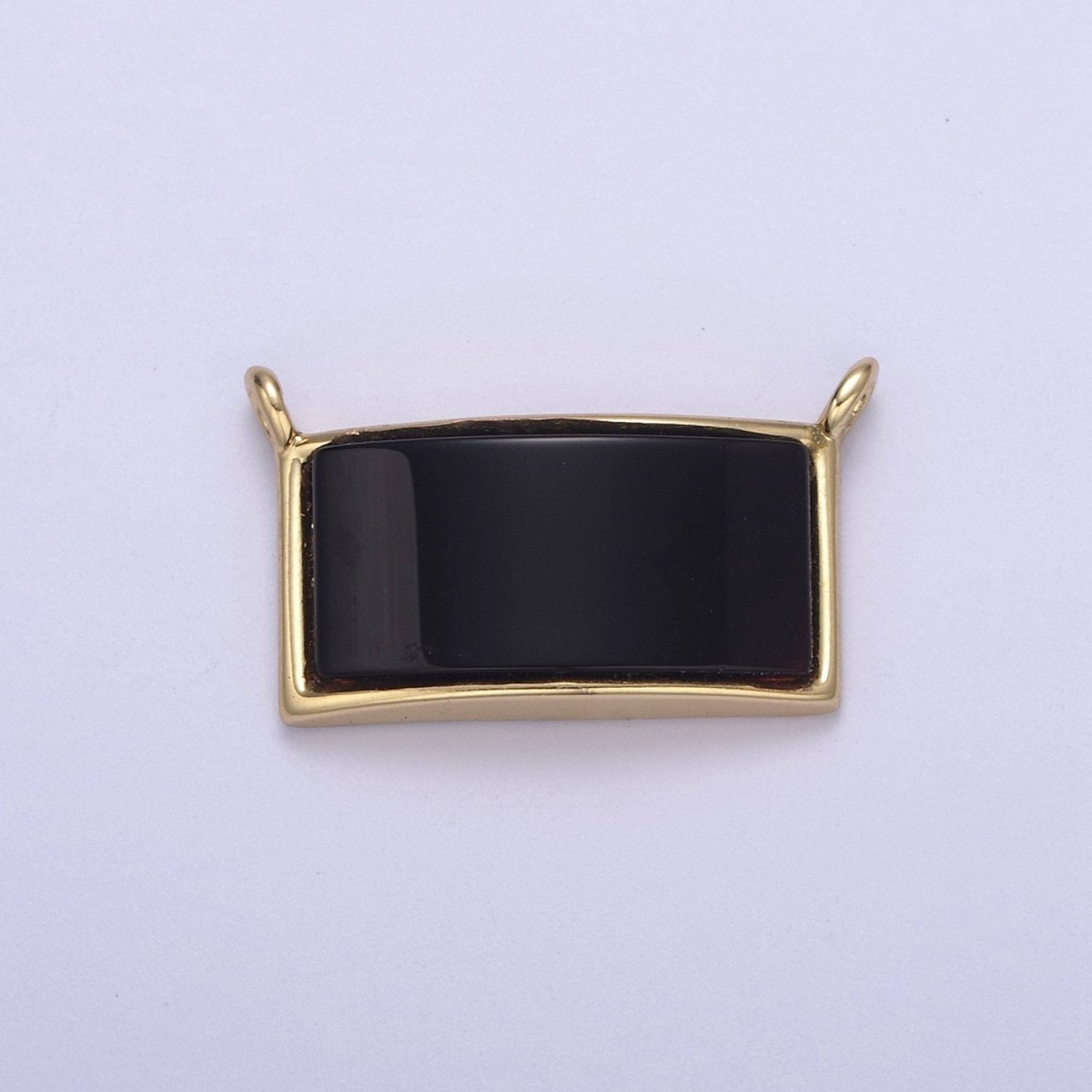 Black onyx Charm Connector Classic vintage rectangle crystal protection gemstone stone pendant necklace jewelry for women men F-759