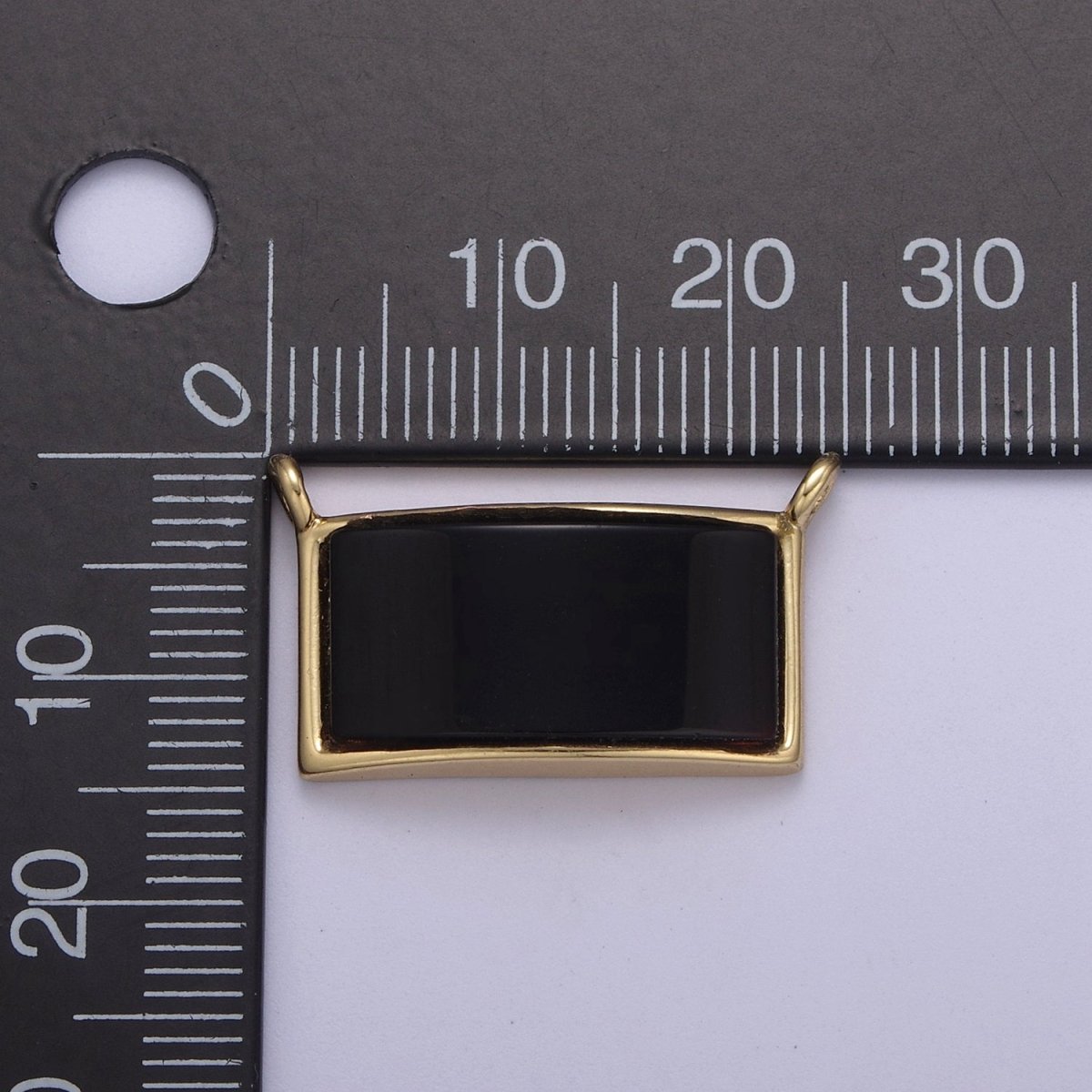 Black onyx Charm Connector Classic vintage rectangle crystal protection gemstone stone pendant necklace jewelry for women men F-759