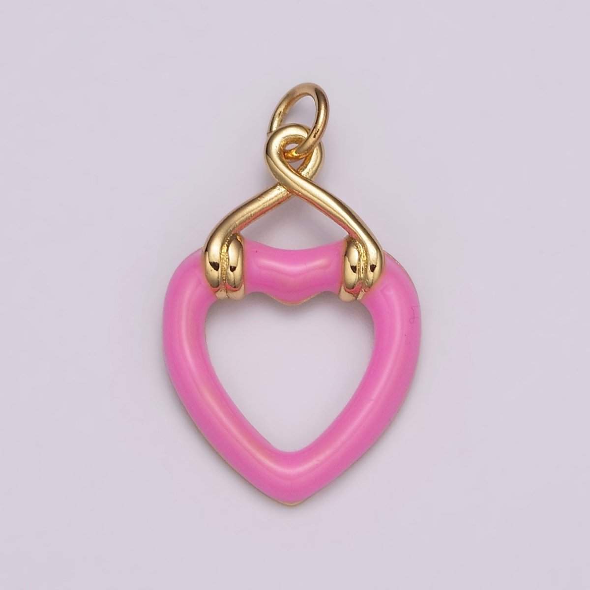 Black Open Heart Charms Enamel Colorful Hearts Black White Pink Green on Gold Filled for Bracelet Earring Necklace Charm E-697-E-700