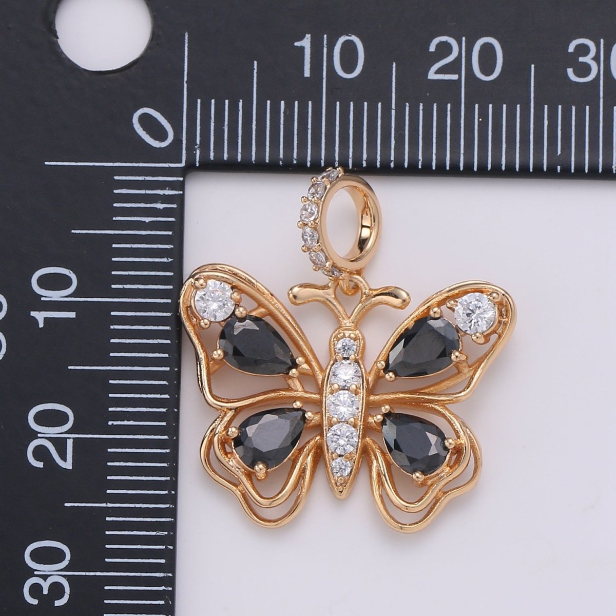Black Rose Gold Butterfly Gold Filled Pendants  J-106