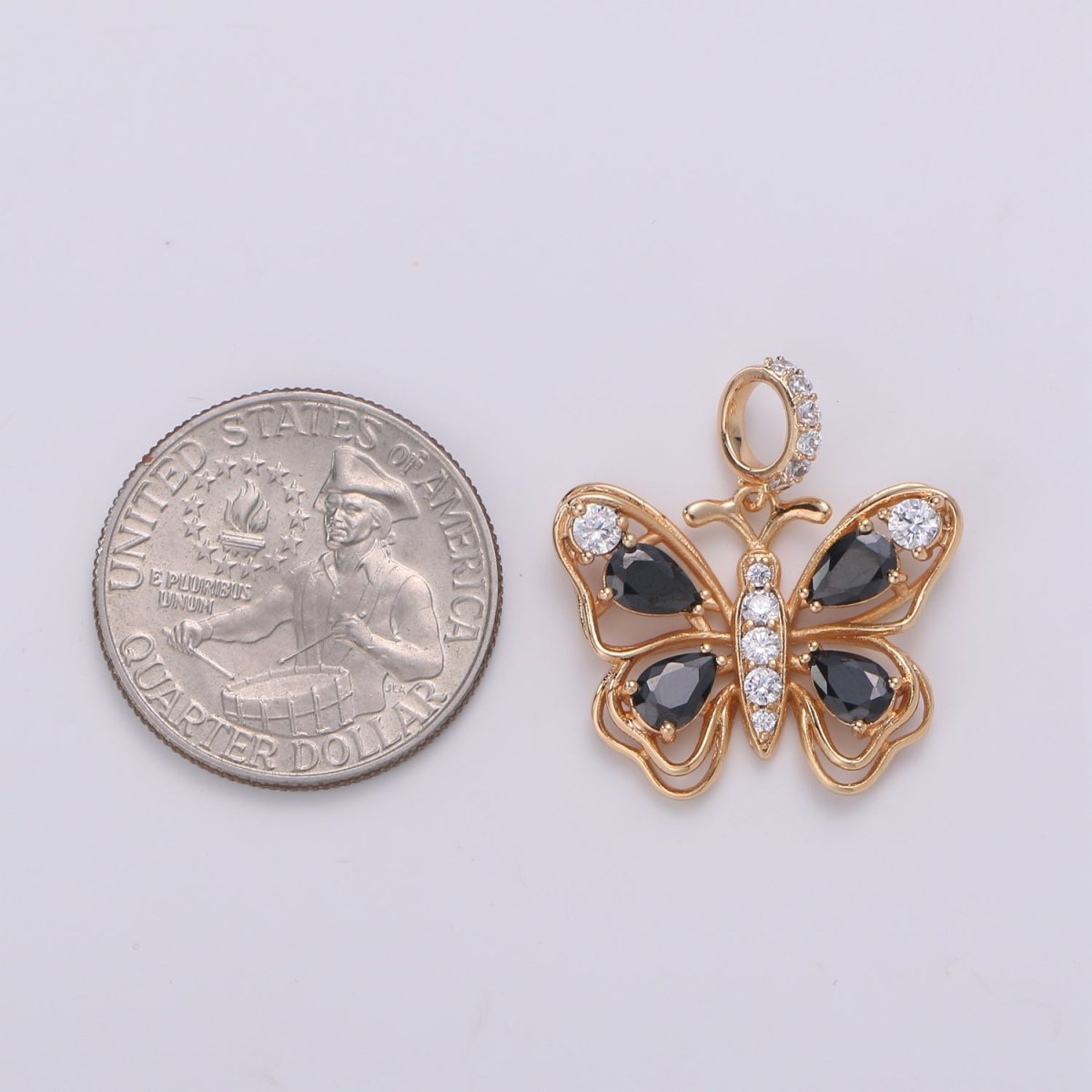 Black Rose Gold Butterfly Gold Filled Pendants  J-106
