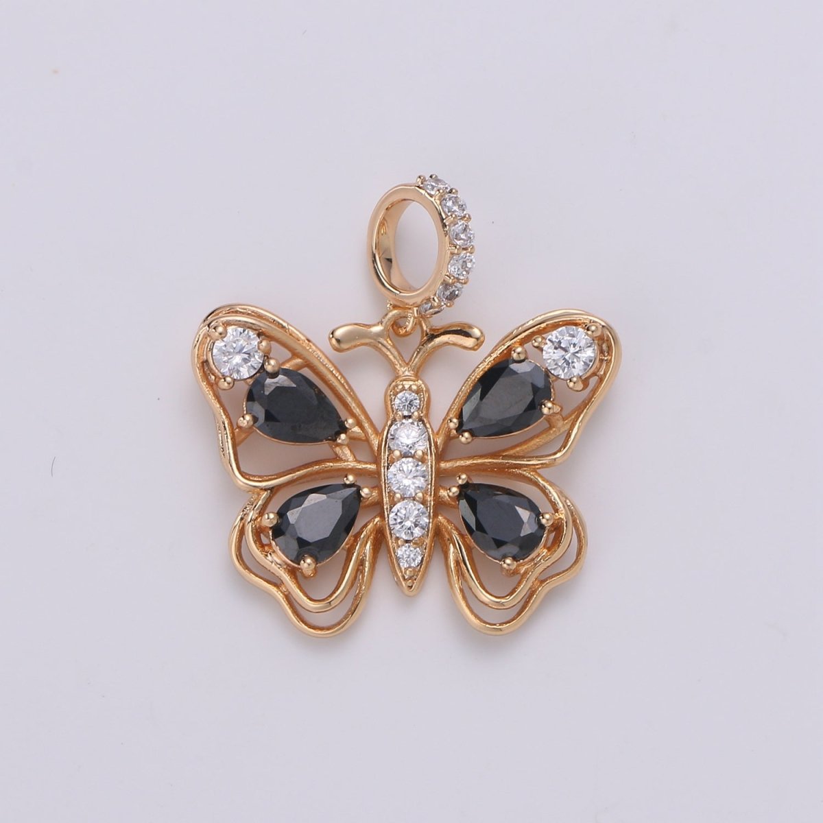Black Rose Gold Butterfly Gold Filled Pendants  J-106