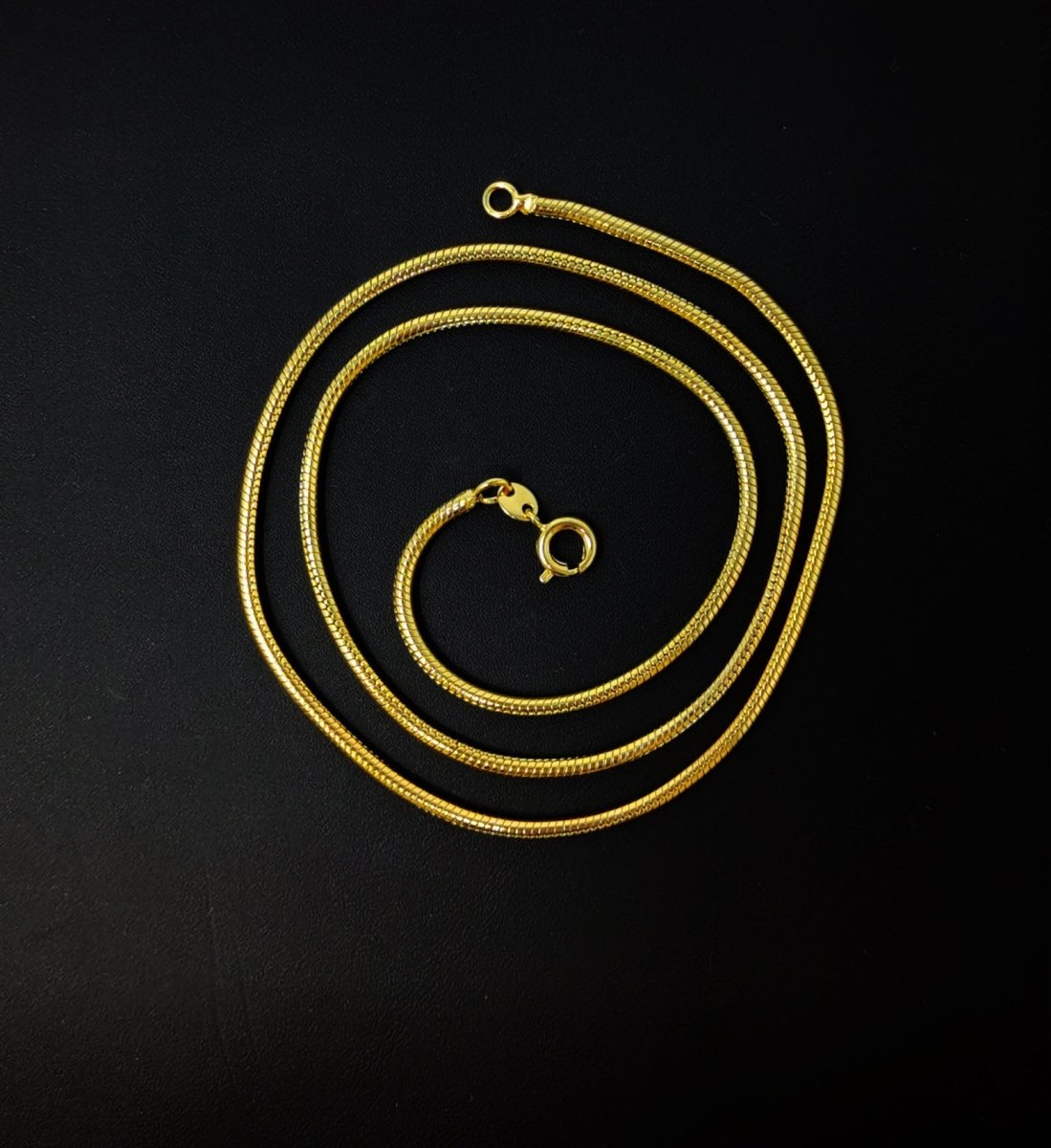 18 inch Ready To Use 24K Gold Filled 1mm Cocoon Snake Spring Ring Necklace | CN-461 Clearance Pricing