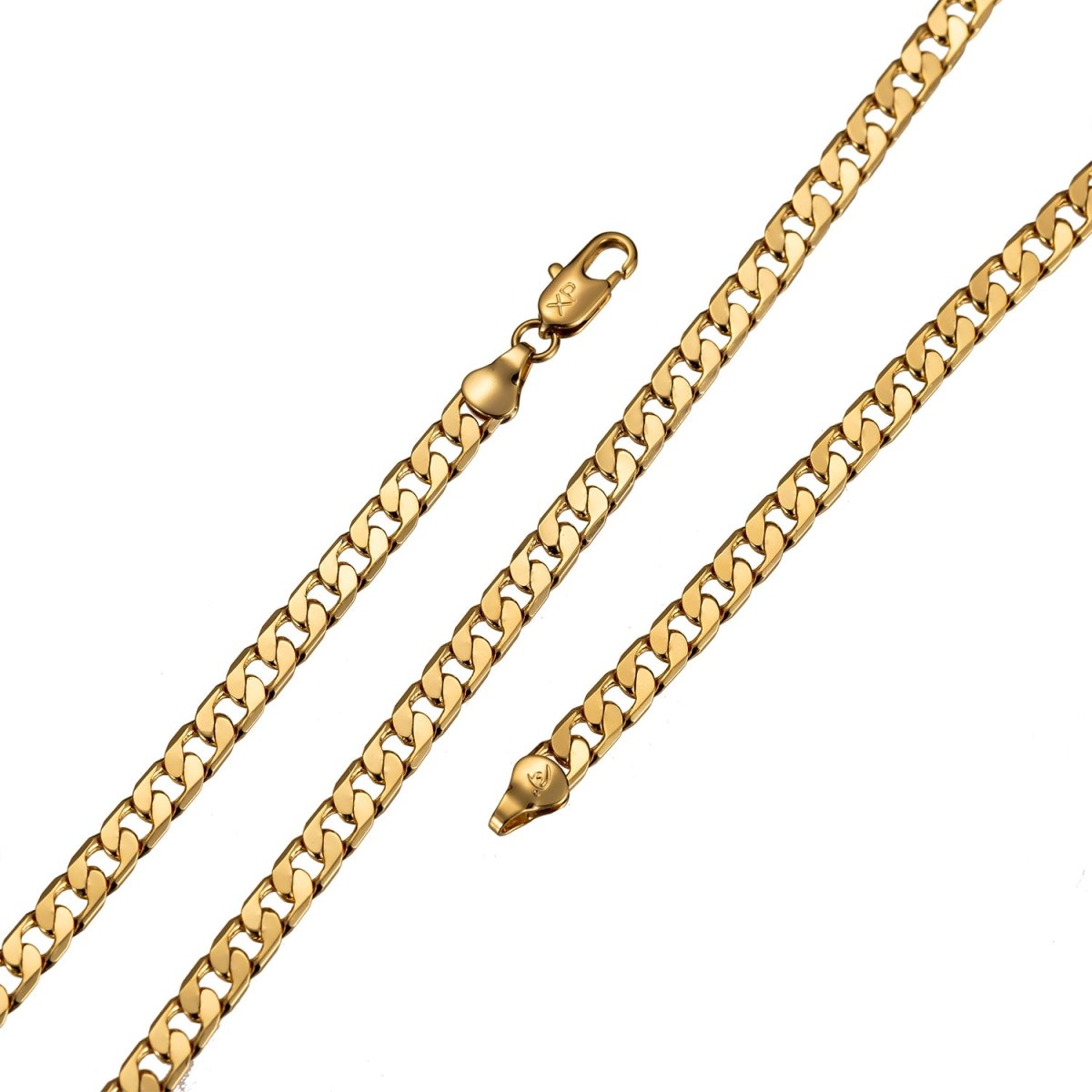BLOWOUT 19.5 inch Curb Chain Necklace, 24K Gold Plated Finished Chain, 3mm Width Curb Necklace w/Lobster Clasps | CN-522 Clearance Pricing
