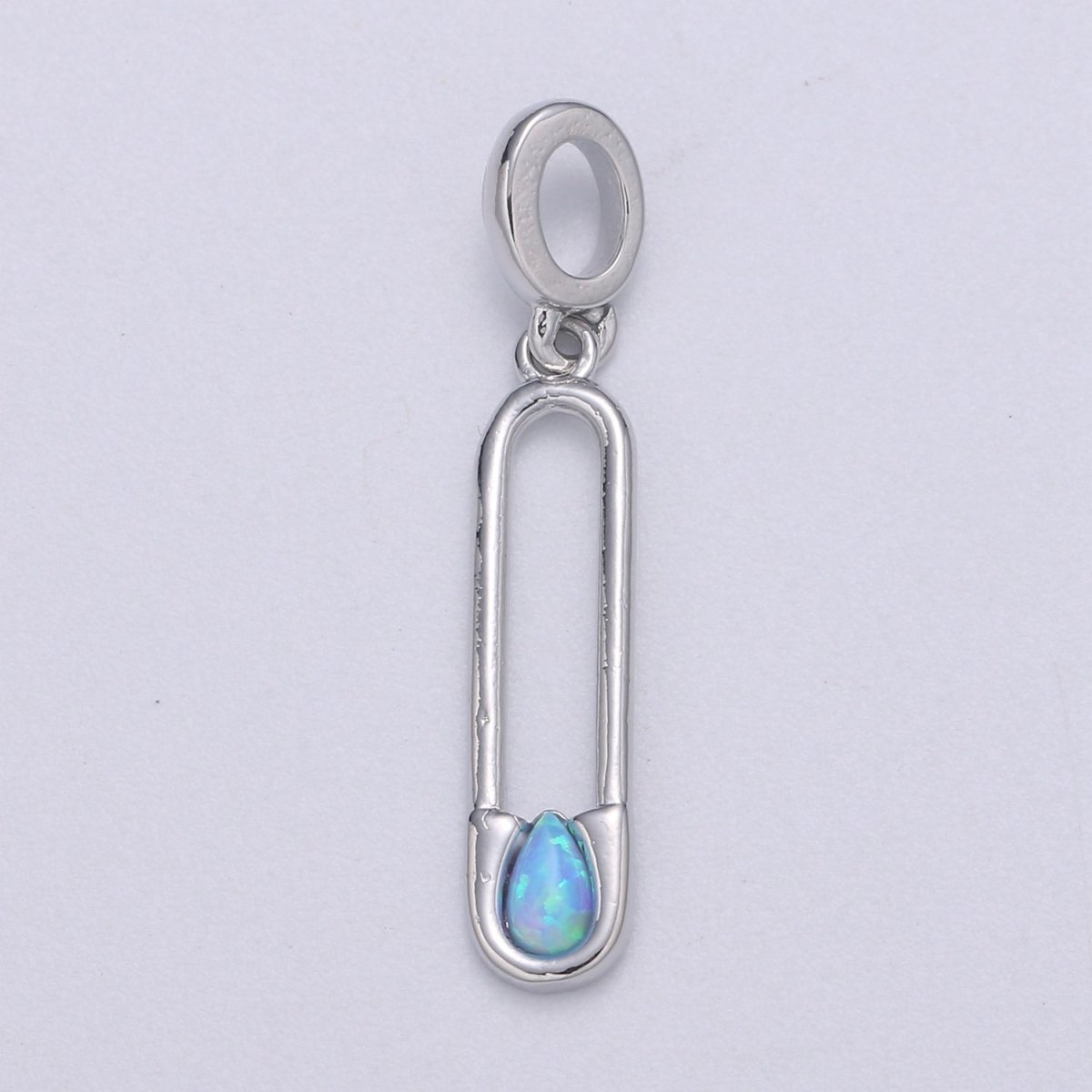 Blue and White Opal White Safety Pin Pendant, Teardrop Opal Charm for Bracelet Earring Necklace H-598 H-599