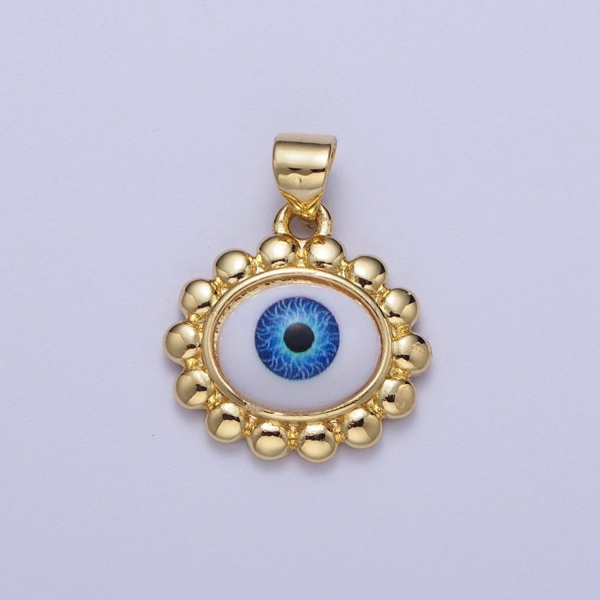 Blue Evil Eye of Ra Round Round Beaded Gold Pendant For Protection Jewelry Making H-558