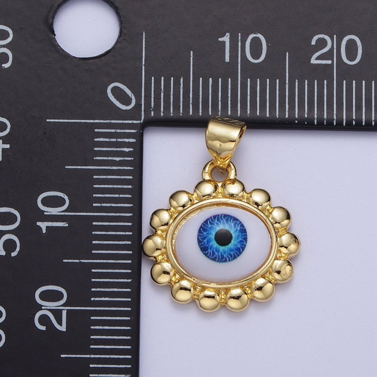 Blue Evil Eye of Ra Round Round Beaded Gold Pendant For Protection Jewelry Making H-558