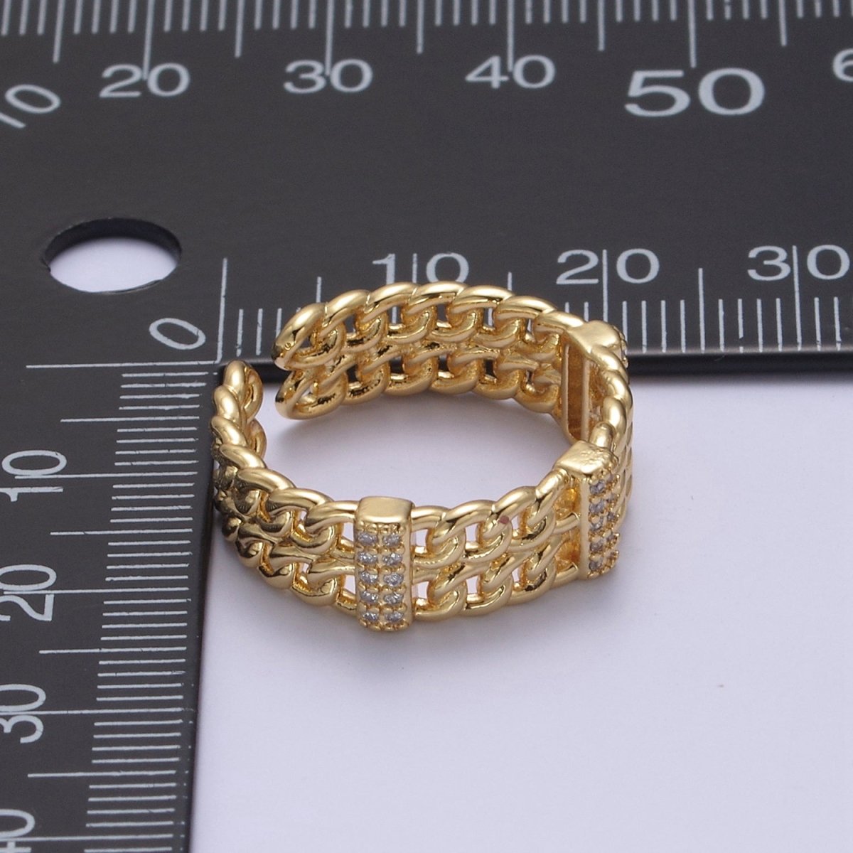Bold Chain Link Ring Gold Filled Open Adjustable Ring U-291