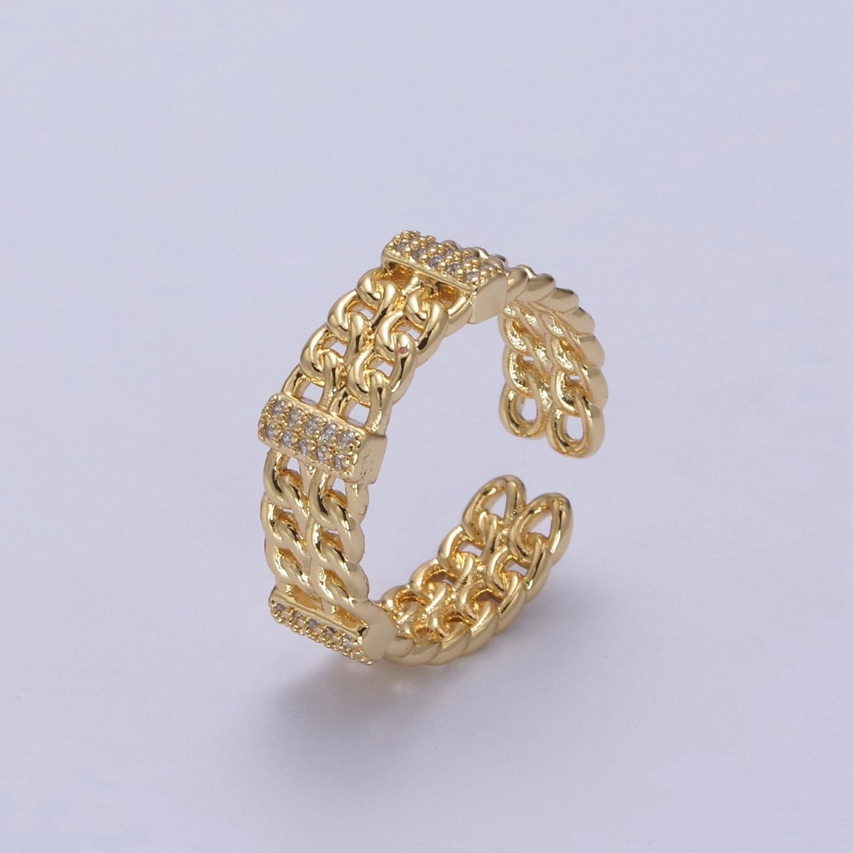 Bold Chain Link Ring Gold Filled Open Adjustable Ring U-291
