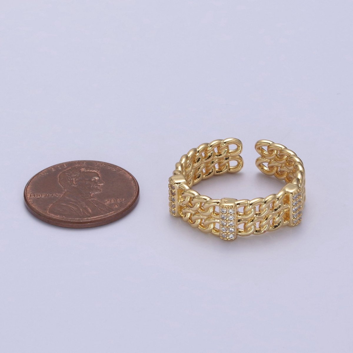 Bold Chain Link Ring Gold Filled Open Adjustable Ring U-291