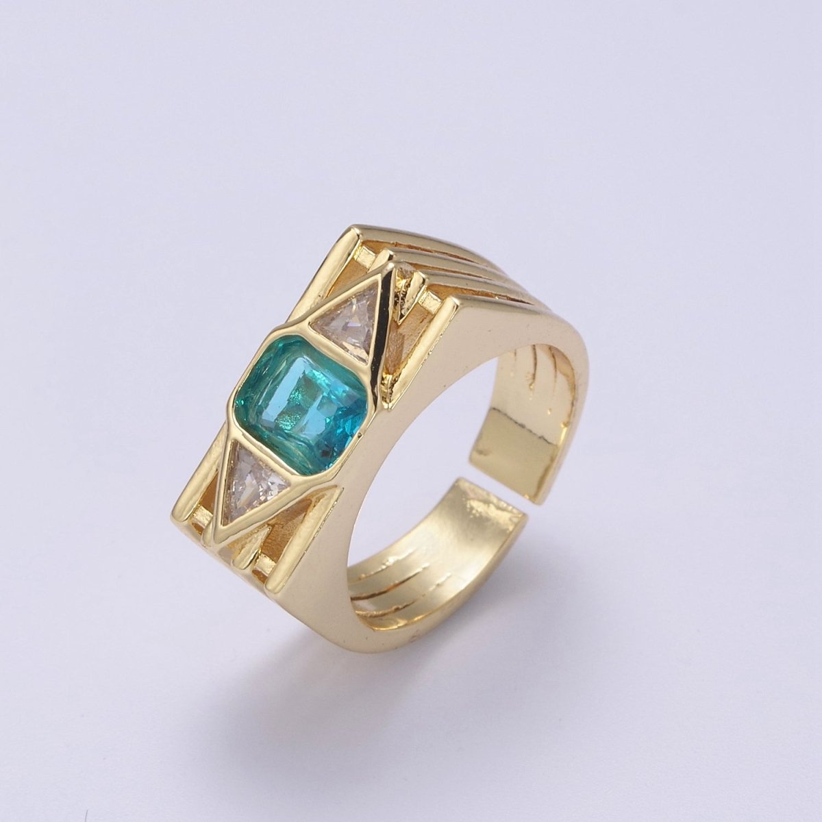 Bold Chunky Cocktail Ring Birthstone CZ Ring Open Adjustable U-079~U-082 U-215 U-216