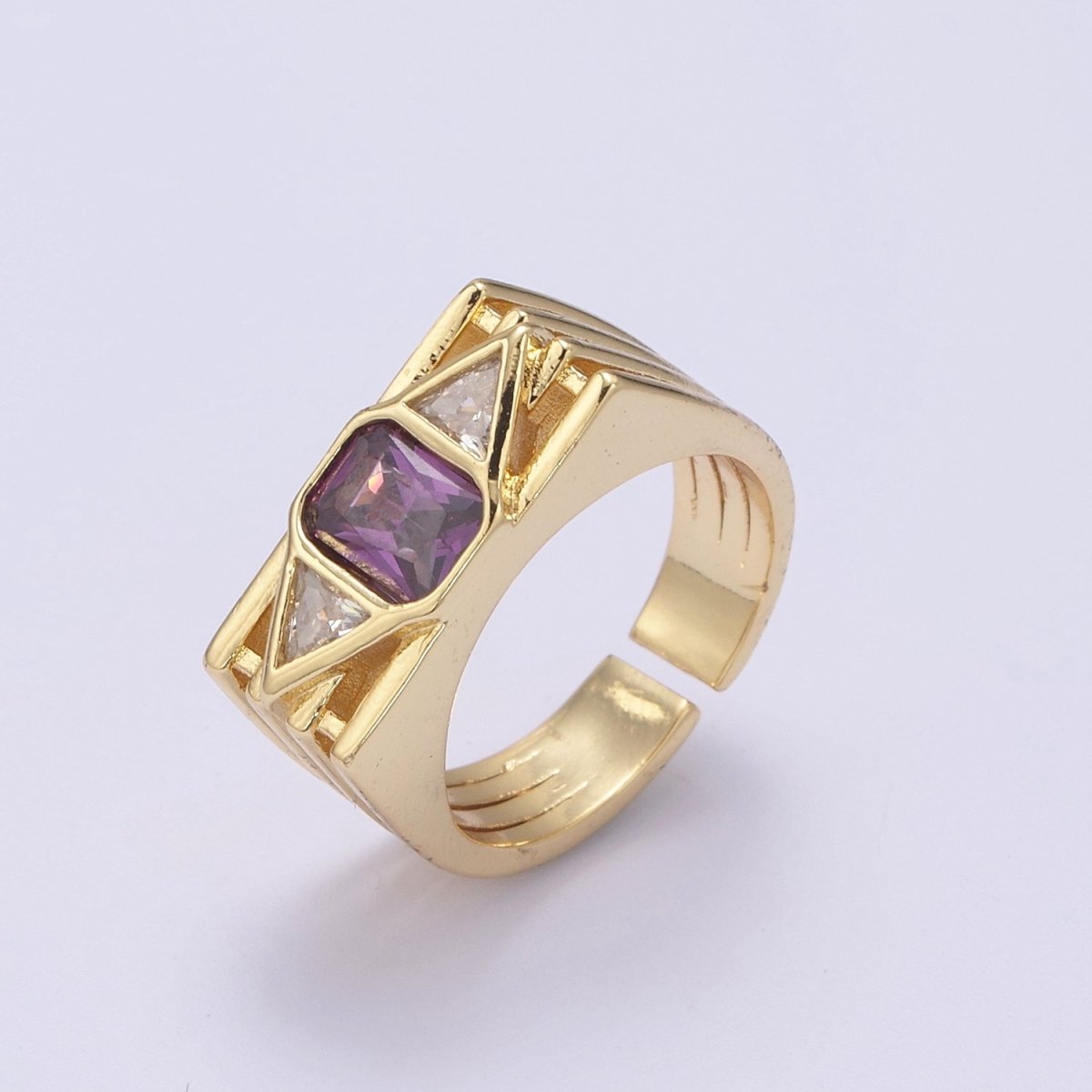 Bold Chunky Cocktail Ring Birthstone CZ Ring Open Adjustable U-079~U-082 U-215 U-216