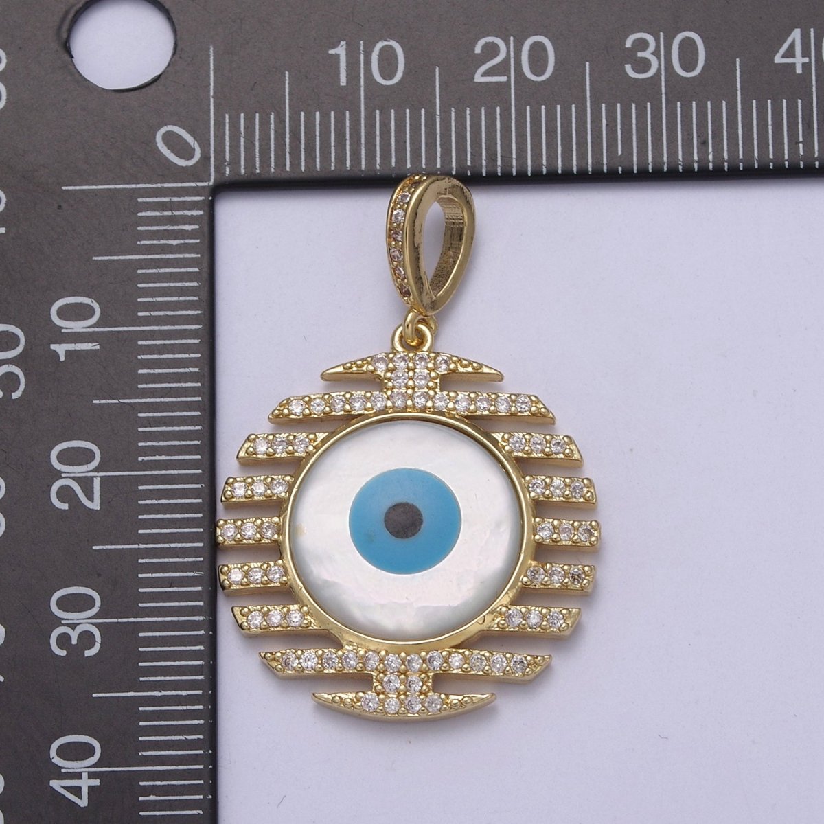Bold Evil Eye Charm Boho Gold Filled Eye Charms, Evil Eye Medallion Pendant Necklace Good Lucky Amulet Protection Jewelry Supply H-562