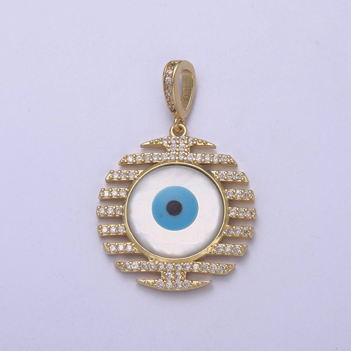 Bold Evil Eye Charm Boho Gold Filled Eye Charms, Evil Eye Medallion Pendant Necklace Good Lucky Amulet Protection Jewelry Supply H-562