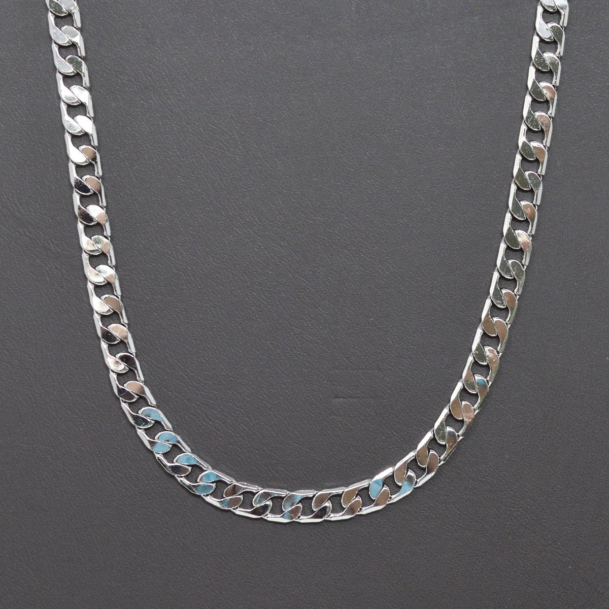 Bold Silver Necklace Miami Cuban Chain Necklace - Chunky Chain Layering Necklace 5.5mm 17.8 inch ready to wear chain w/ Lobster Clasp | CN-1011  Clearance Pricing