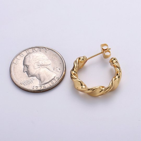 Bold Stud Earrinng Gold Croissant Hoops in Gold • Minimalist Earrings Gold Vermeil in Sterling Silver • Stud Earrings • Perfect Gift for Her Q-232