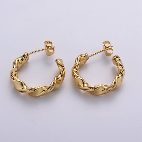 Bold Stud Earrinng Gold Croissant Hoops in Gold • Minimalist Earrings Gold Vermeil in Sterling Silver • Stud Earrings • Perfect Gift for Her Q-232