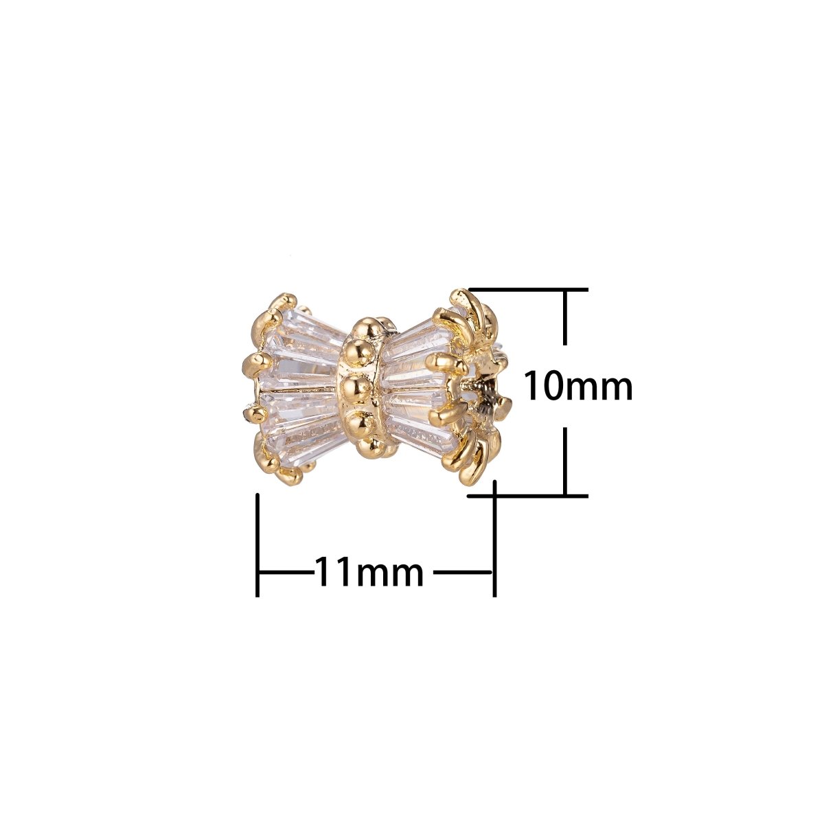 Bow Ribbon Bead Charm, Micro Pave CZ Charm, 18K Gold Filled Pendant Crystal Diamond Bracelet Necklace Charm for Jewelry Making, C-375