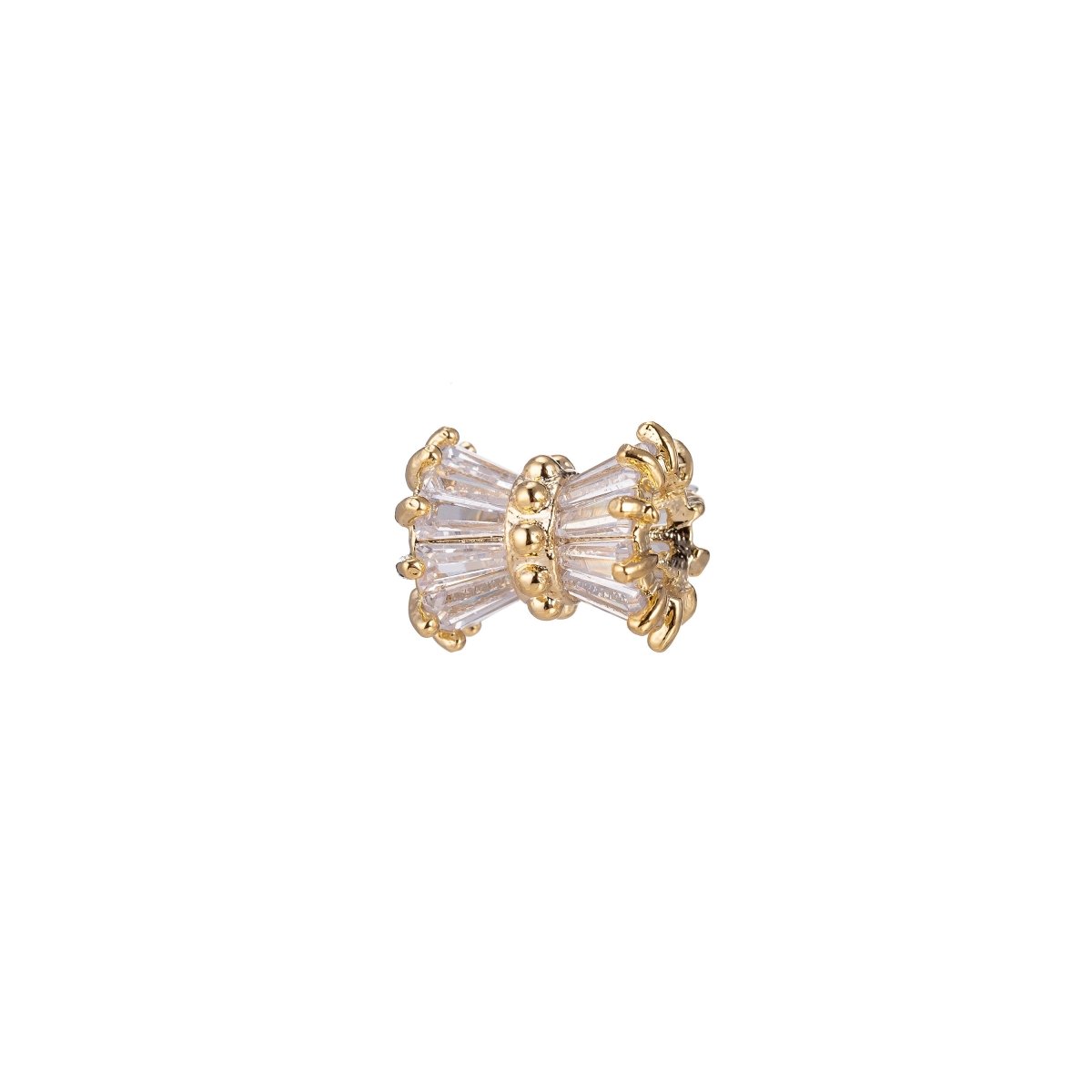 Bow Ribbon Bead Charm, Micro Pave CZ Charm, 18K Gold Filled Pendant Crystal Diamond Bracelet Necklace Charm for Jewelry Making, C-375