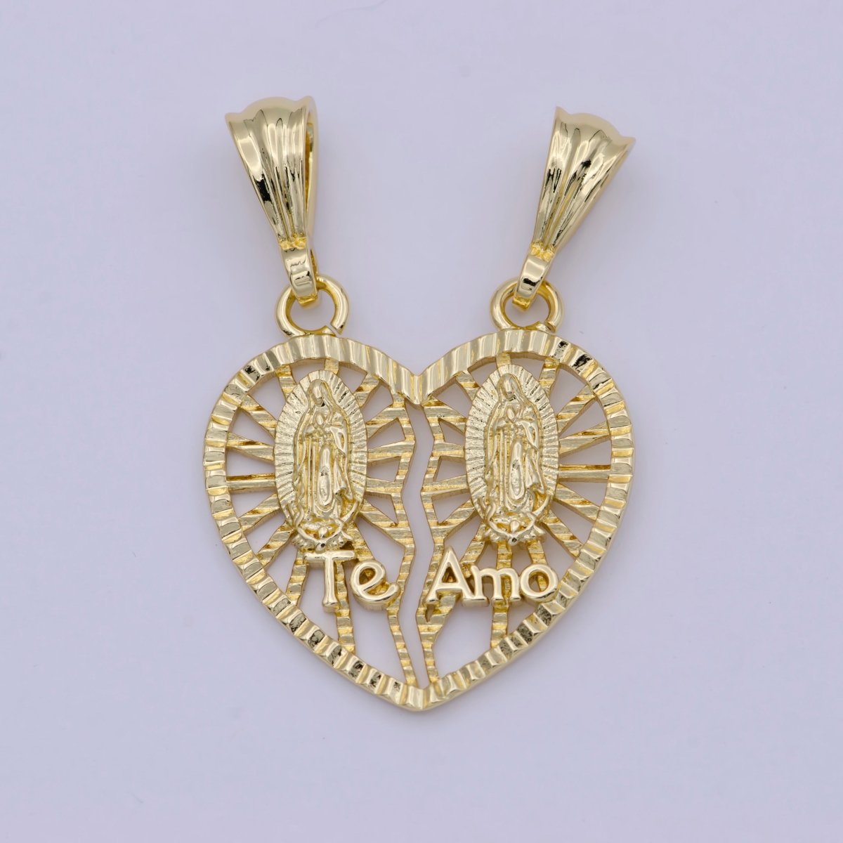 Breakable Te amo heart Lady of Guadalupe Pendant Heart Religious Catholic Jewelry I-141