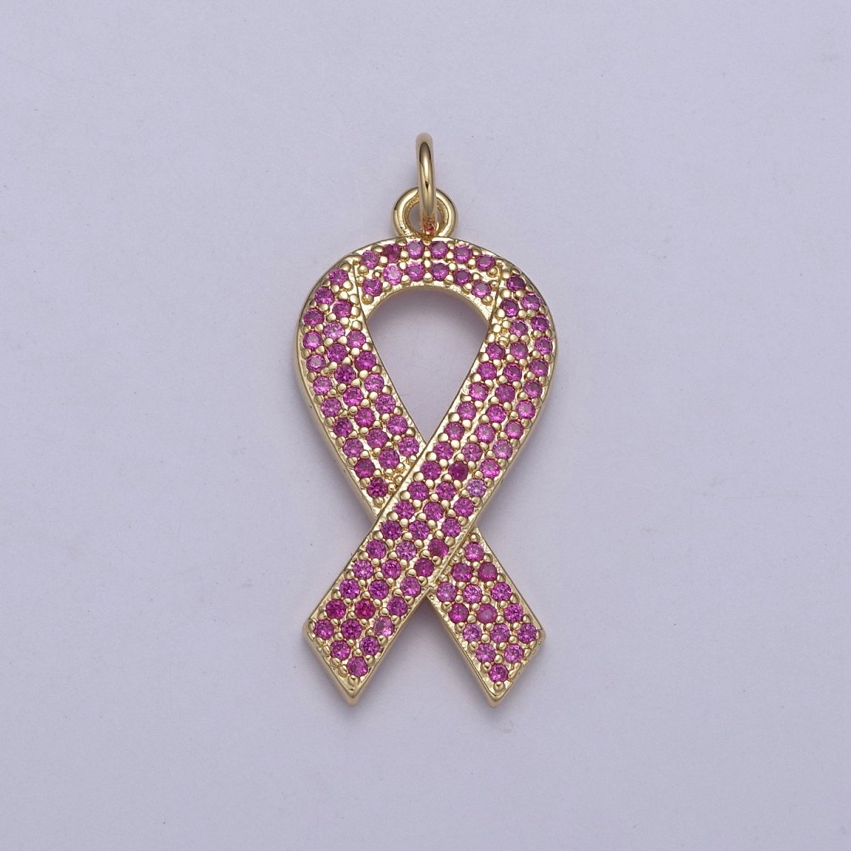 Breast Cancer Awareness PiNK Ribbon Gold Filled PENDANT for Necklace Bracelet component N-372