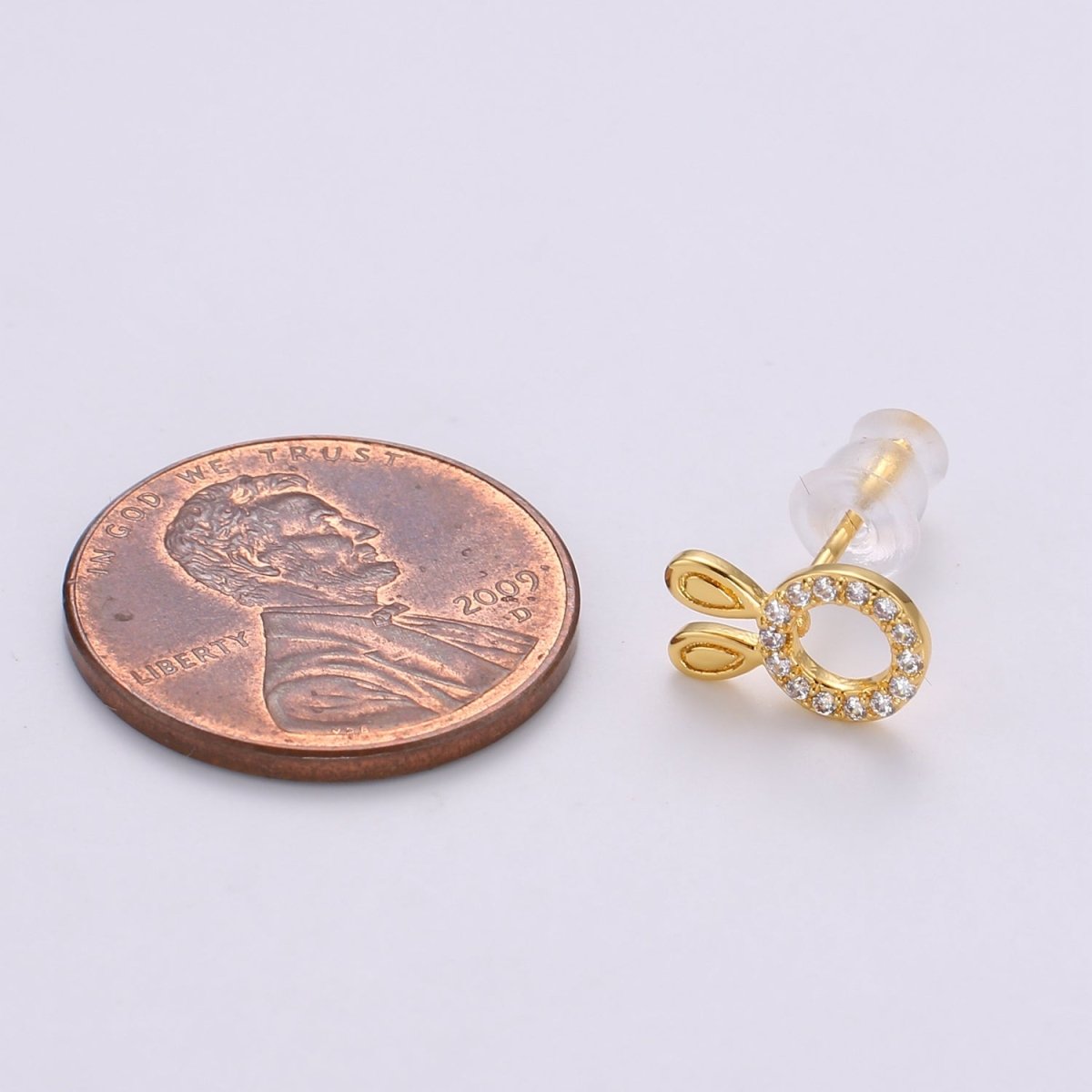 Bunny Stud Earrings • Rabbit Earrings • Rabbit Jewelry • Gold Micro Pave Animal Earrings • Stud Earrings • Valentine gift• Cute Earrings  Q-364