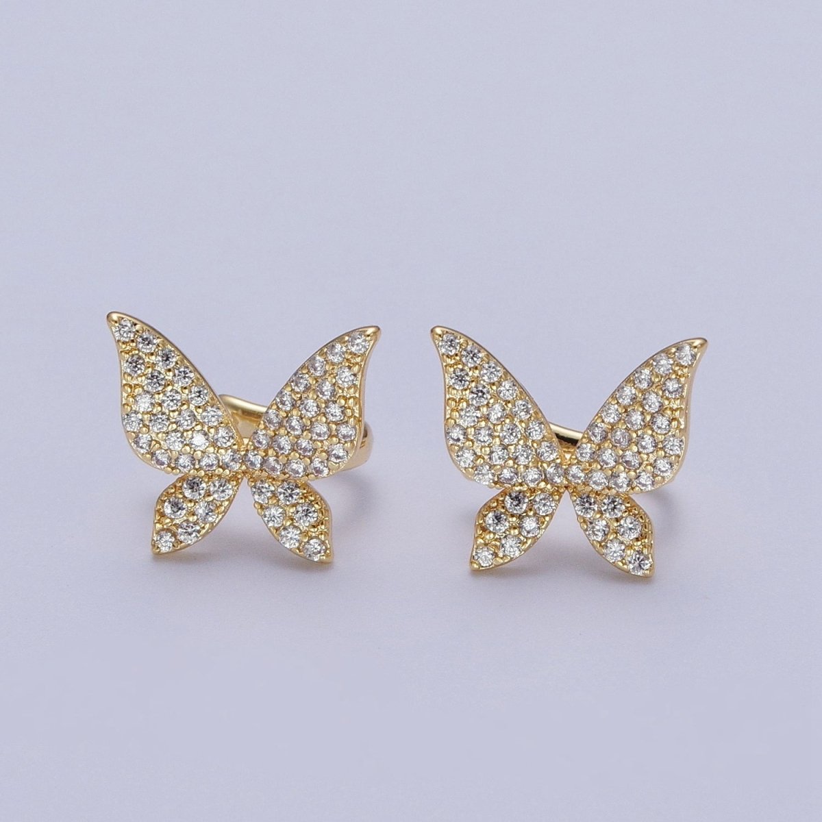 Butterfly Ear Cuff Earrings, Cute Butterfly Earrings With Micro Pave Cubic Zirconia Gold Animal Earrings, Minimalist Jewelry AD-069